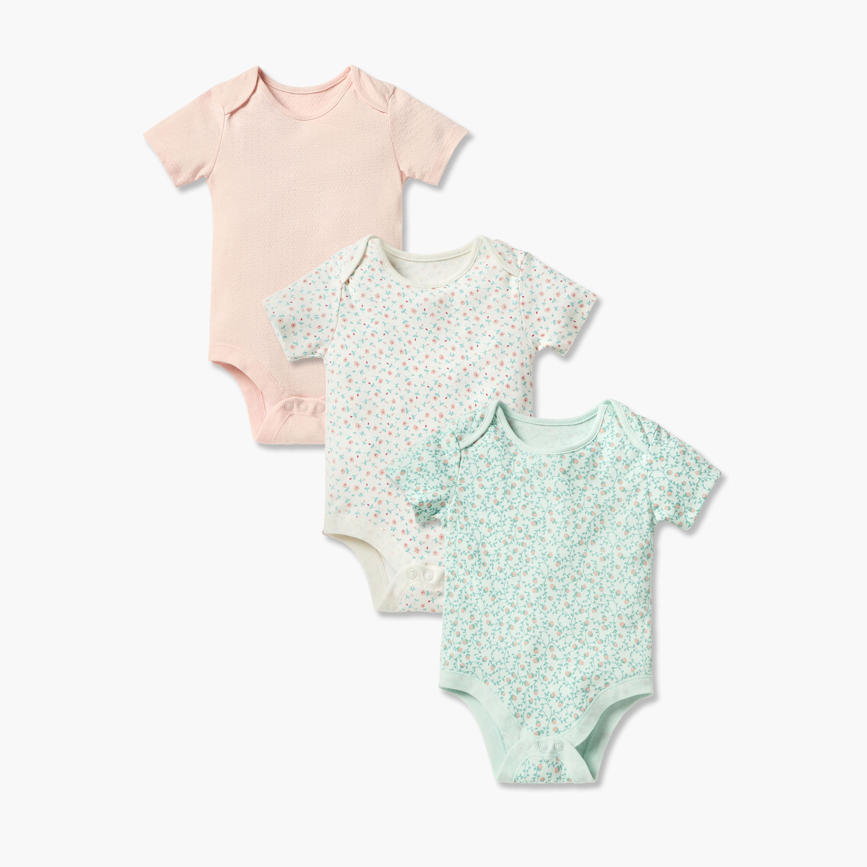 Juniors Assorted Bodysuit with Short Sleeves and Button Closure - Set of 3 - Multicolour / 12-18 mths