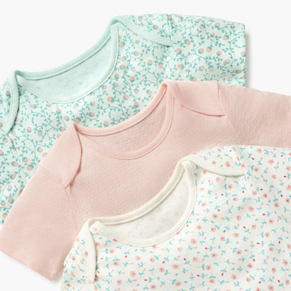 Juniors Assorted Bodysuit with Short Sleeves and Button Closure - Set of 3