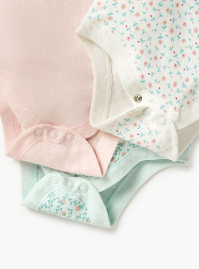 Juniors Assorted Bodysuit with Short Sleeves and Button Closure - Set of 3-baby-girls-clothing-bodysuits-image-6