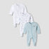 Pack of 3 Juniors Organic Cotton Round Neck Long Sleeves Sleepsuit with Print - Blue / 12-18 mths
