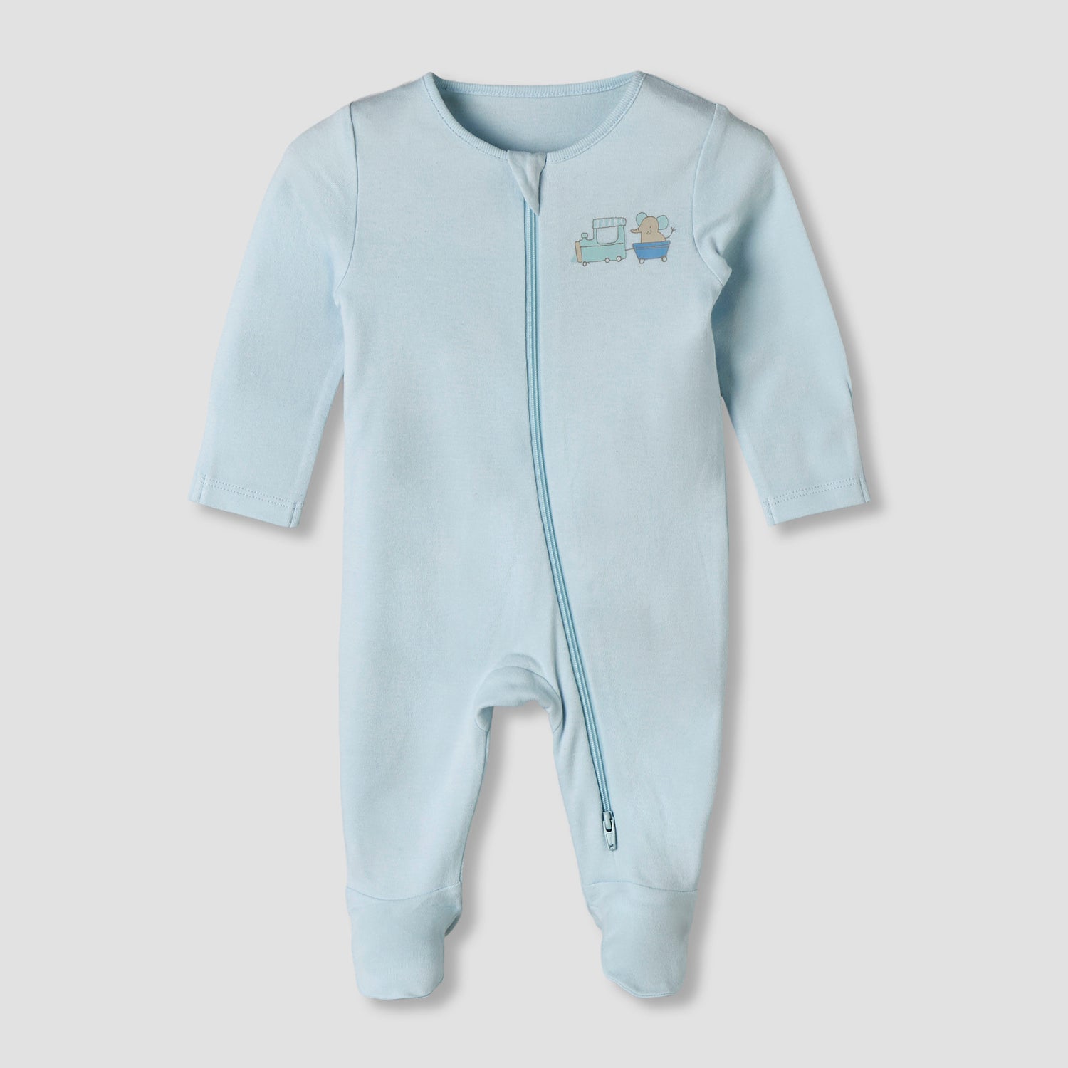 Pack of 3 Juniors Organic Cotton Round Neck Long Sleeves Sleepsuit with Print
