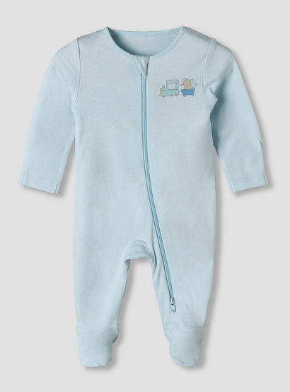 Pack of 3 Juniors Organic Cotton Round Neck Long Sleeves Sleepsuit with Print-baby-boys-clothing-nightwear-sleepsuits-image-3