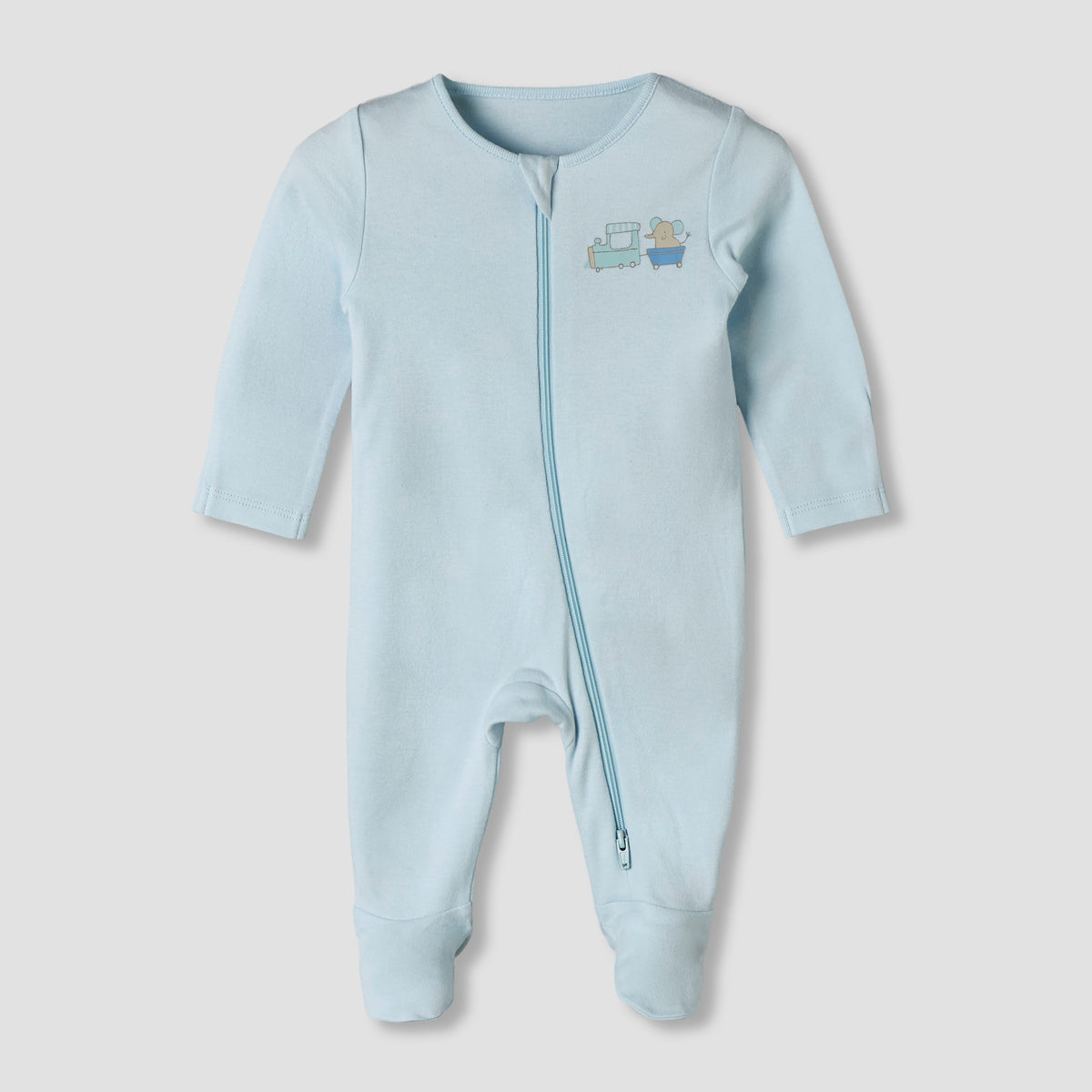 Pack of 3 Juniors Organic Cotton Round Neck Long Sleeves Sleepsuit with Print