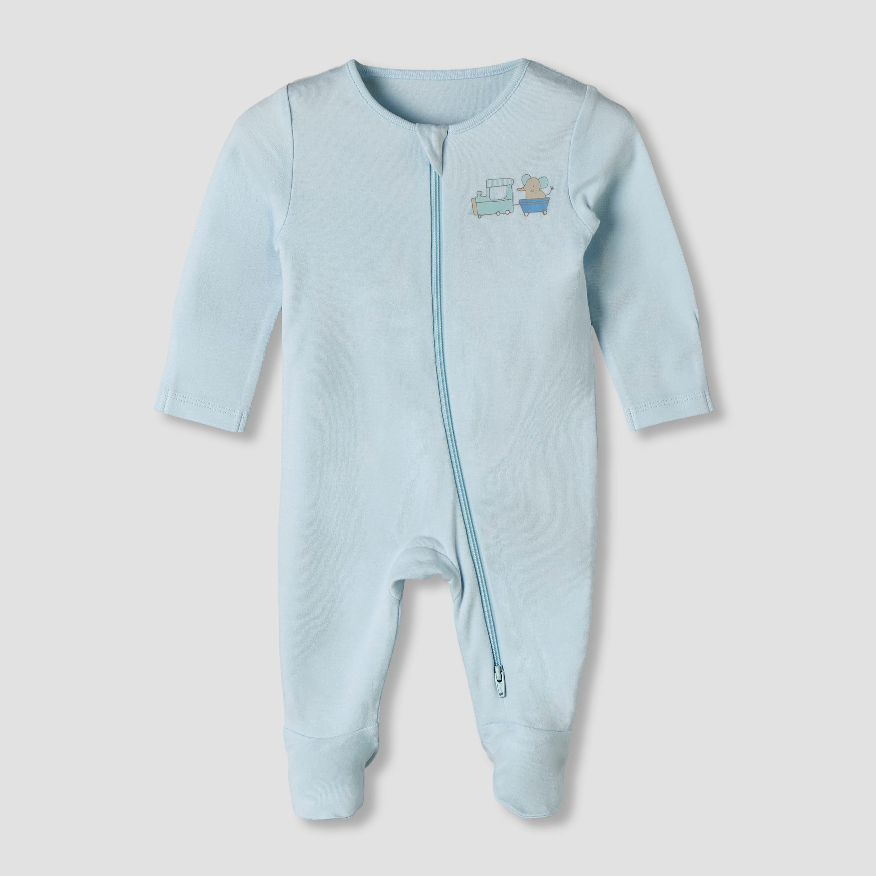 Pack of 3 Juniors Organic Cotton Round Neck Long Sleeves Sleepsuit with Print