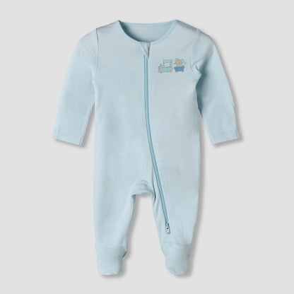 Pack of 3 Juniors Organic Cotton Round Neck Long Sleeves Sleepsuit with Print