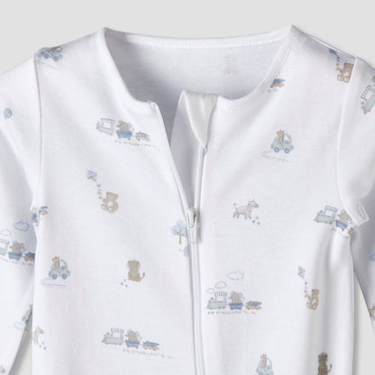 Pack of 3 Juniors Organic Cotton Round Neck Long Sleeves Sleepsuit with Print