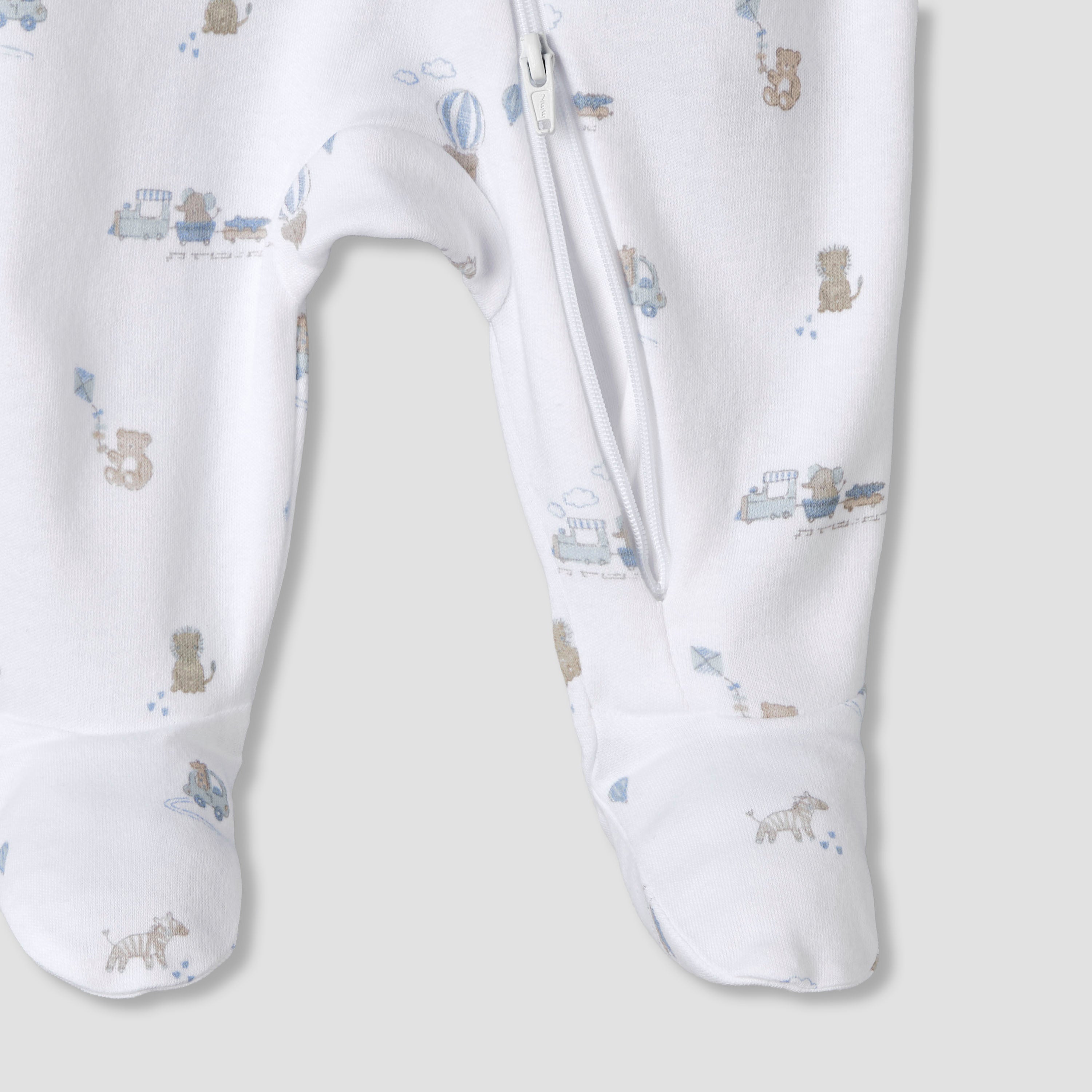 Pack of 3 Juniors Organic Cotton Round Neck Long Sleeves Sleepsuit with Print