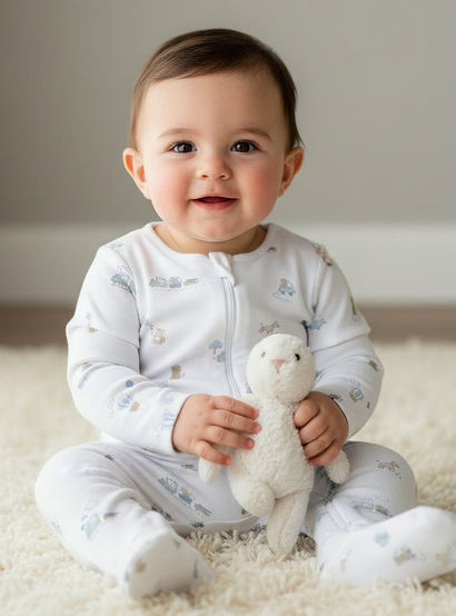 Pack of 3 Juniors Organic Cotton Round Neck Long Sleeves Sleepsuit with Print-baby-boys-clothing-nightwear-sleepsuits-image-2