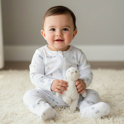 Pack of 3 Juniors Organic Cotton Round Neck Long Sleeves Sleepsuit with Print