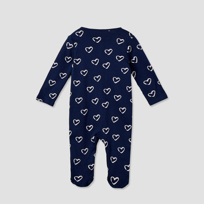 Pack of 3 Cotton Crew Neck Long Sleeve Sleepsuit with Snap Button Closure