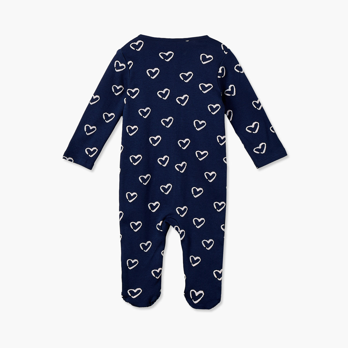 Pack of 3 Cotton Crew Neck Long Sleeve Sleepsuit with Snap Button Closure