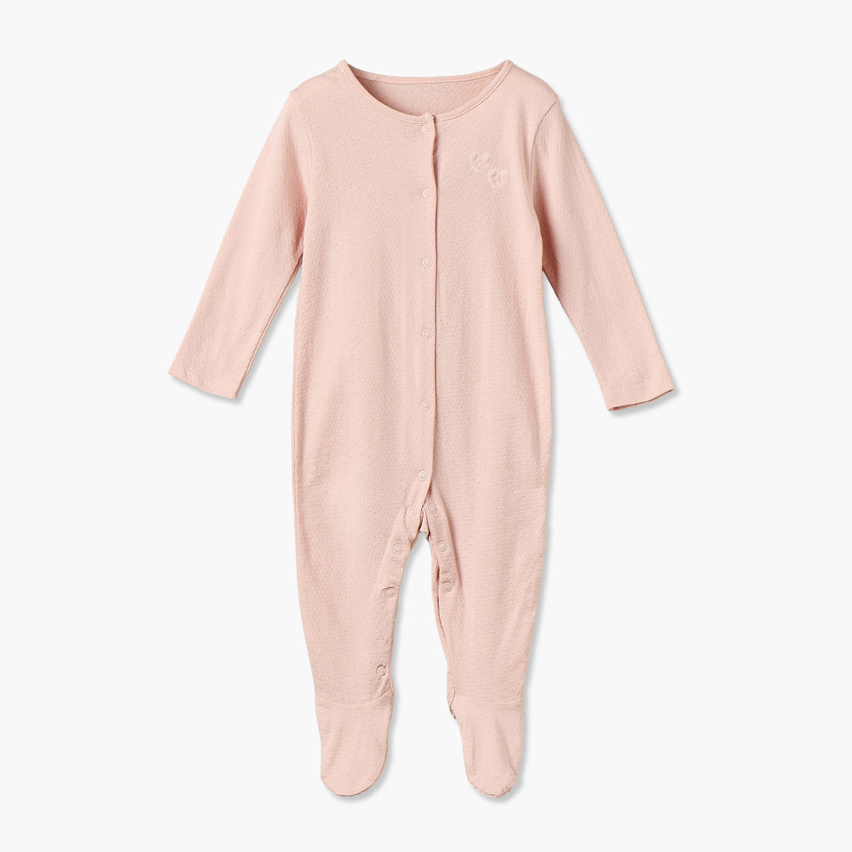 Pack of 3 Cotton Crew Neck Long Sleeve Sleepsuit with Snap Button Closure