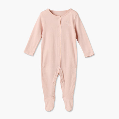 Pack of 3 Cotton Crew Neck Long Sleeve Sleepsuit with Snap Button Closure