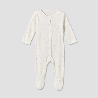 Pack of 3 Cotton Crew Neck Long Sleeve Sleepsuit with Snap Button Closure
