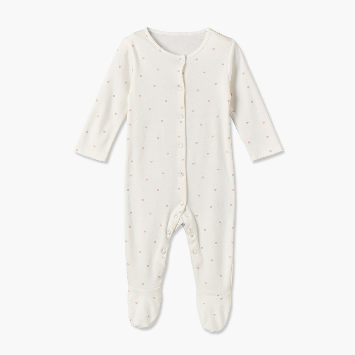 Pack of 3 Cotton Crew Neck Long Sleeve Sleepsuit with Snap Button Closure