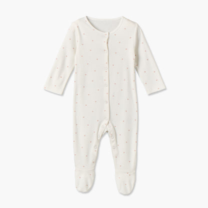 Pack of 3 Cotton Crew Neck Long Sleeve Sleepsuit with Snap Button Closure