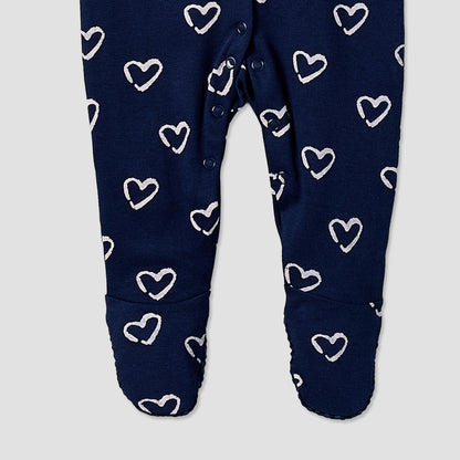 Pack of 3 Cotton Crew Neck Long Sleeve Sleepsuit with Snap Button Closure