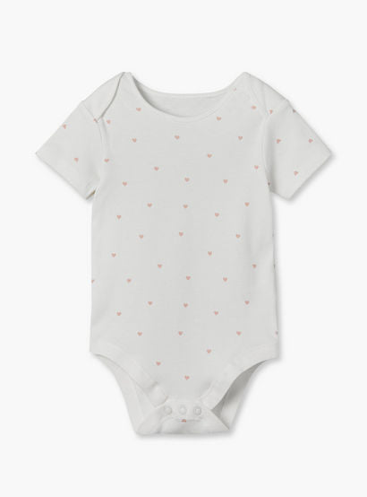 Pack of 3 Juniors Cotton Crew Neck Short Sleeves Bodysuit with Heart Print-baby-girls-clothing-bodysuits-image-3