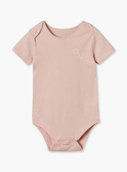 Pack of 3 Juniors Cotton Crew Neck Short Sleeves Bodysuit with Heart Print-baby-girls-clothing-bodysuits-image-5
