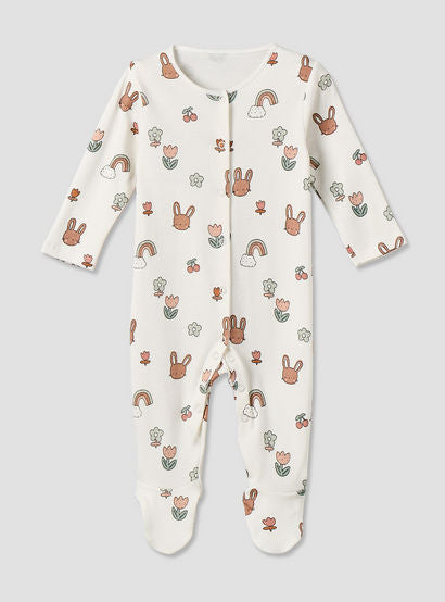 Pack of 3 Juniors Cotton Crew Neck Long Sleeve Sleepsuit with Bunny Print-baby-girls-clothing-nightwear-sleepsuits-image-2