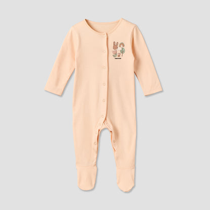 Pack of 3 Juniors Cotton Crew Neck Long Sleeve Sleepsuit with Bunny Print