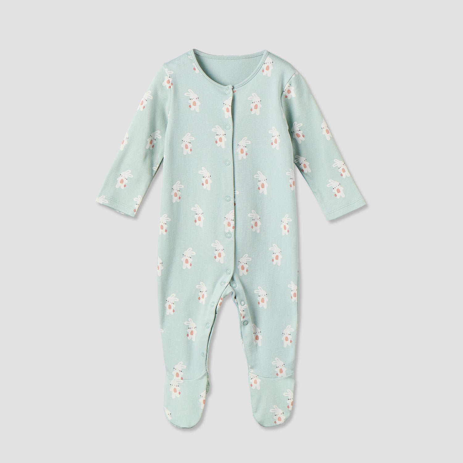 Pack of 3 Juniors Cotton Crew Neck Long Sleeve Sleepsuit with Bunny Print