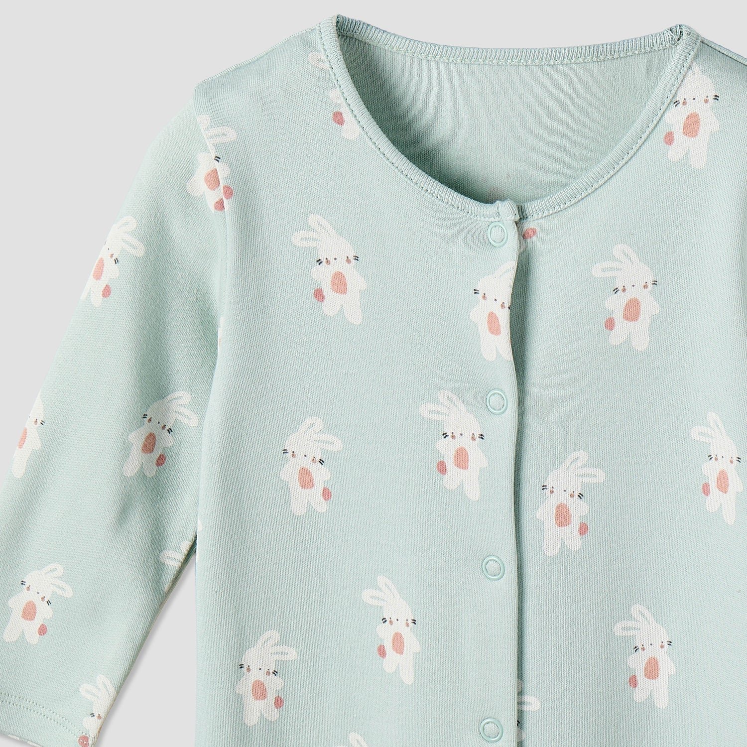 Pack of 3 Juniors Cotton Crew Neck Long Sleeve Sleepsuit with Bunny Print
