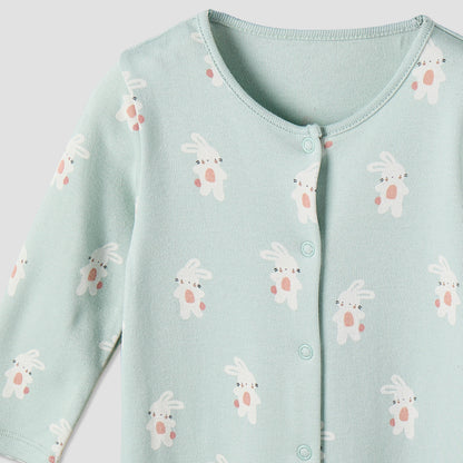 Pack of 3 Juniors Cotton Crew Neck Long Sleeve Sleepsuit with Bunny Print