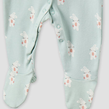 Pack of 3 Juniors Cotton Crew Neck Long Sleeve Sleepsuit with Bunny Print