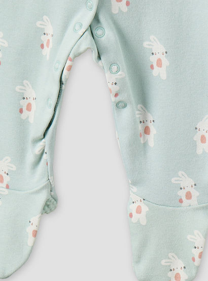 Pack of 3 Juniors Cotton Crew Neck Long Sleeve Sleepsuit with Bunny Print-baby-girls-clothing-nightwear-sleepsuits-image-7