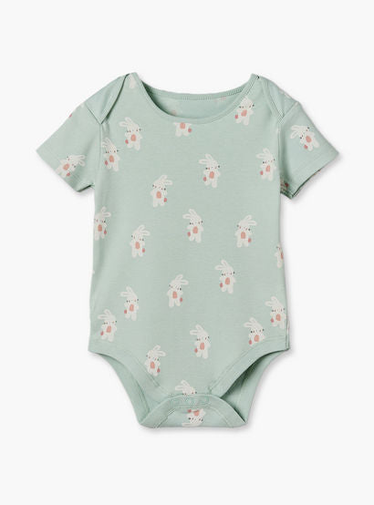 Pack of 3 Juniors Cotton Crew Neck Short Sleeves Bodysuit with Bunny Print-baby-girls-clothing-bodysuits-image-4
