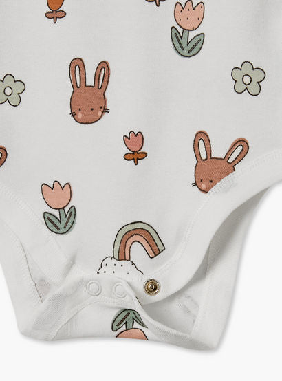 Pack of 3 Juniors Cotton Crew Neck Short Sleeves Bodysuit with Bunny Print-baby-girls-clothing-bodysuits-image-8
