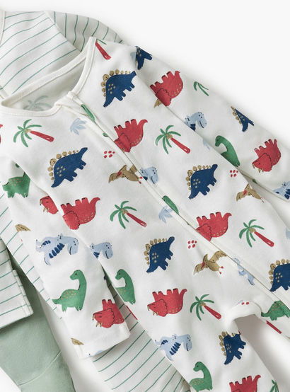 Juniors Assorted Sleepsuit with Long Sleeves and Zip Closure - Set of 3-baby-boys-clothing-nightwear-sleepsuits-image-5