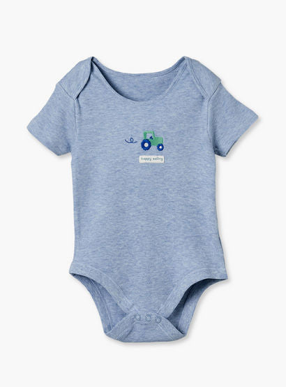 Pack of 3 Juniors Cotton Crew Neck Short Sleeves Bodysuit with Construction Vehicles Print-baby-boys-clothing-bodysuits-image-4