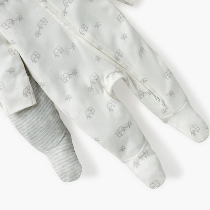 Juniors Assorted Sleepsuit with Long Sleeves and Zip Closure - Set of 3