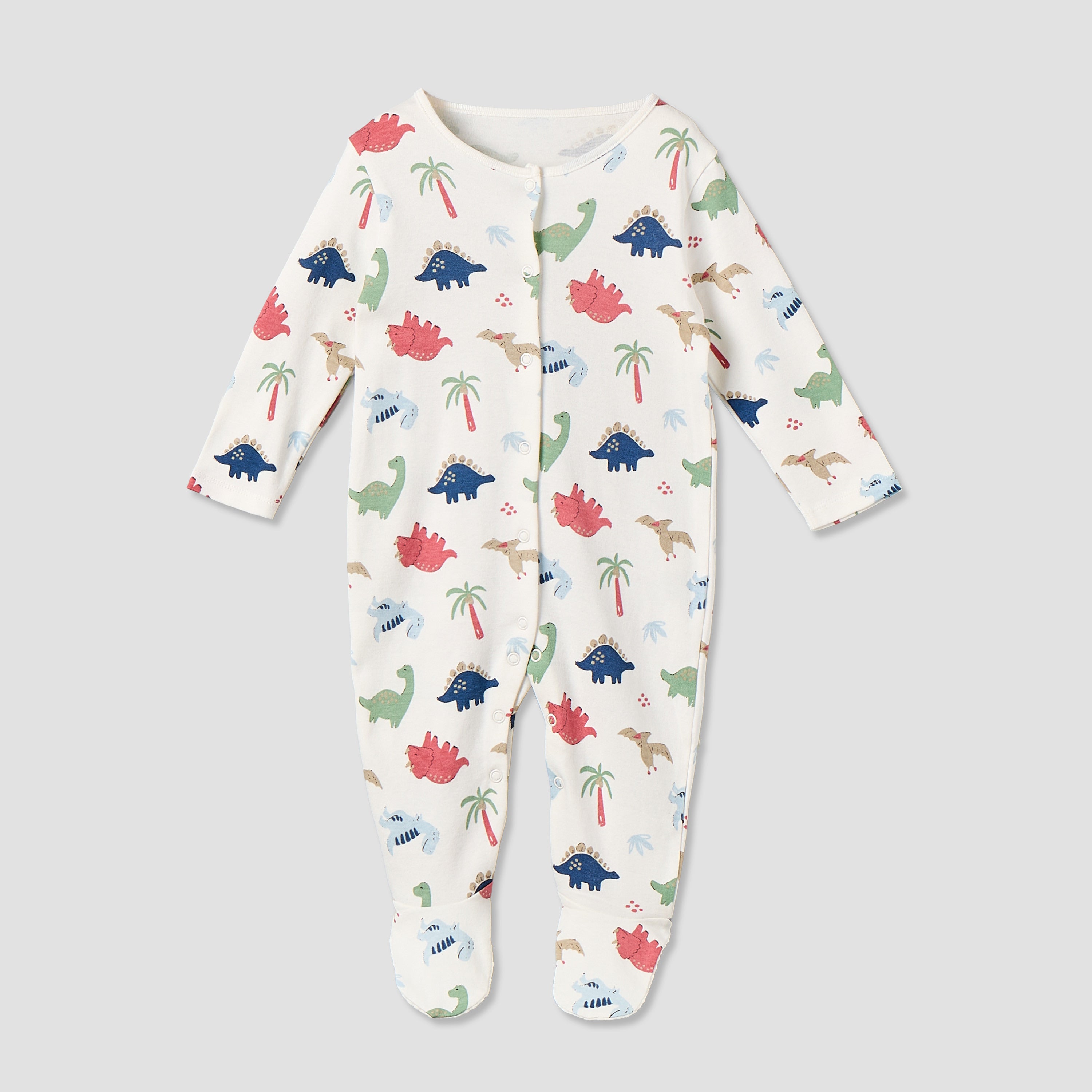 Pack of 3 Juniors Cotton Round Neck Long Sleeves Sleepsuit with Assorted Print