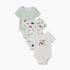 Pack of 3 Juniors Cotton Crew Neck Short Sleeves Bodysuit with Dinosaur Print - White / 18-24 mths