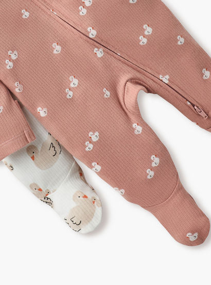 Juniors Printed Sleepsuit with Zip Closure and Long Sleeves - Set of 3-baby-girls-clothing-nightwear-sleepsuits-image-6