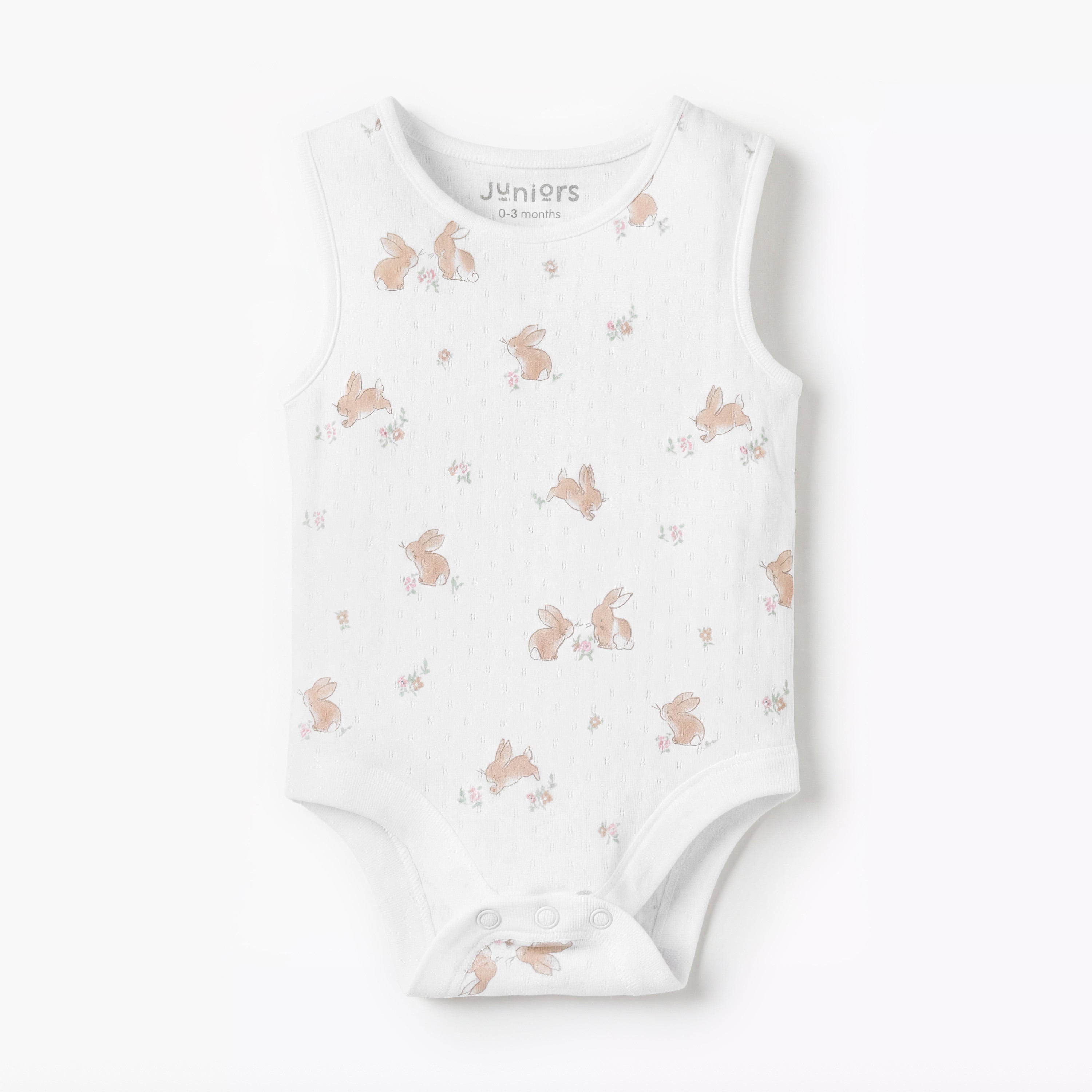 Pack of 7 Juniors Cotton Round Neck Sleeveless Bodysuit with Snap Button Closure