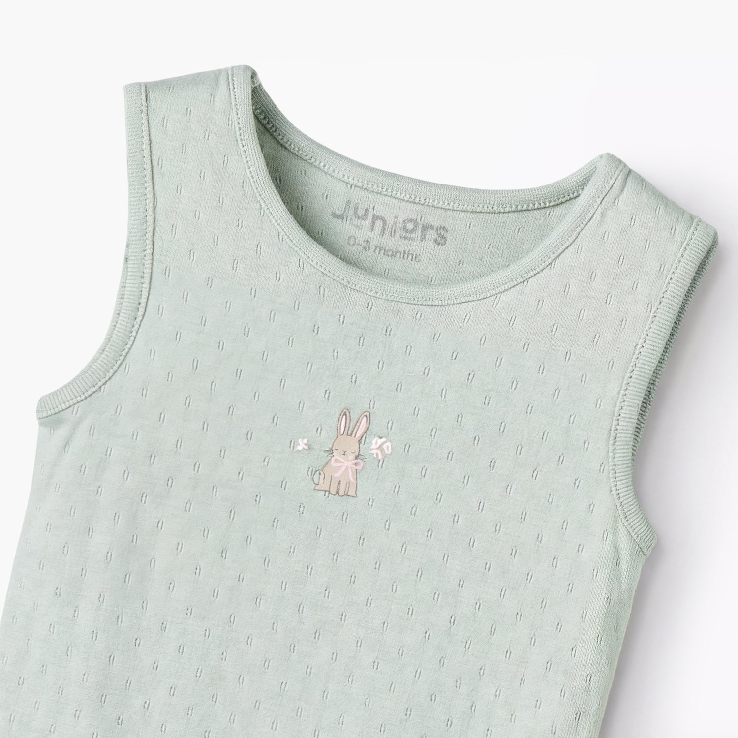 Pack of 7 Juniors Cotton Round Neck Sleeveless Bodysuit with Snap Button Closure