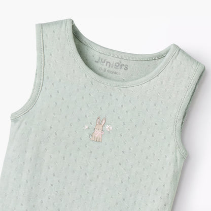 Pack of 7 Juniors Cotton Round Neck Sleeveless Bodysuit with Snap Button Closure