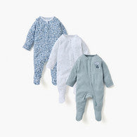 Juniors Assorted Sleepsuit with Long Sleeves and Zip Closure - Set of 3-undefined-image-1