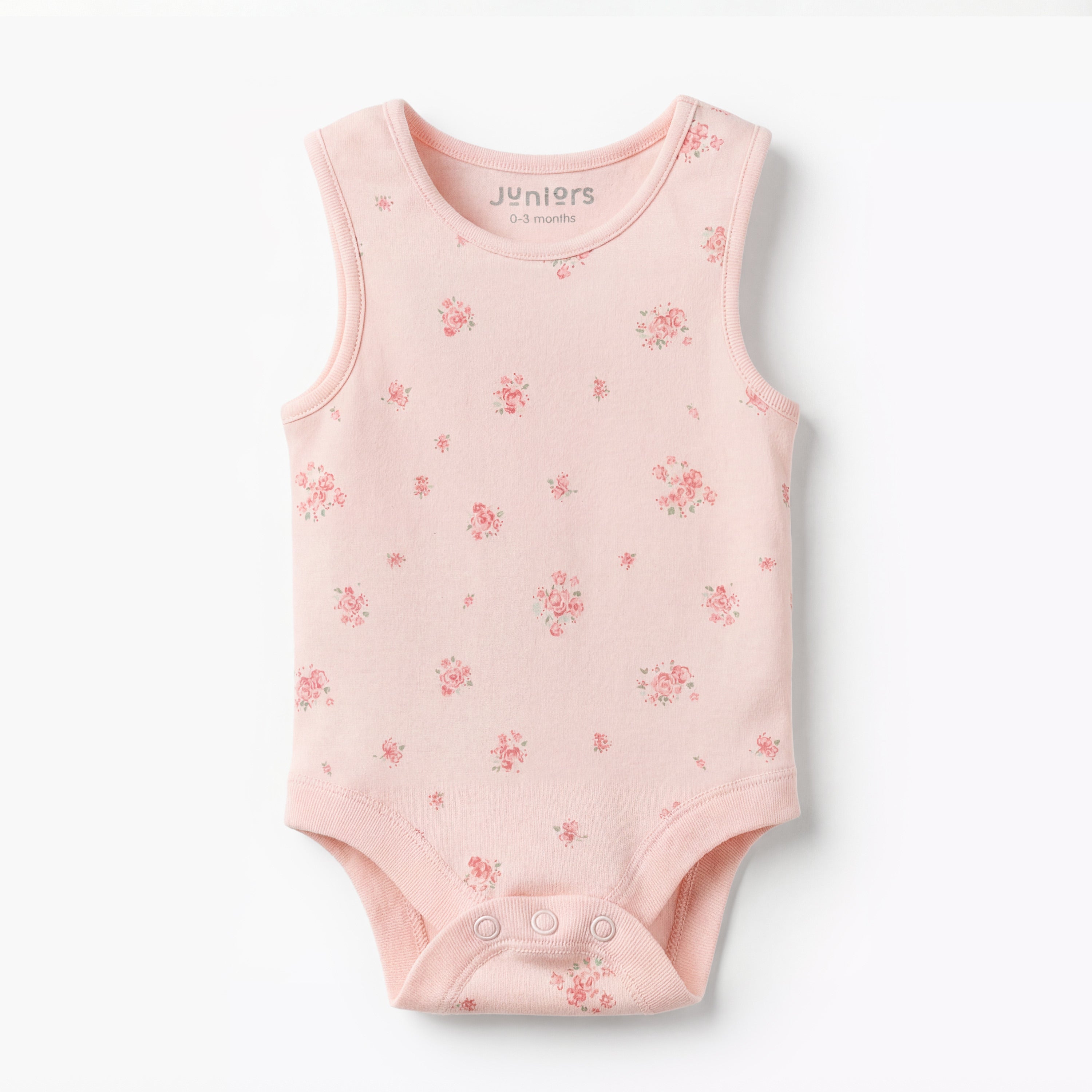 Pack of 7 Juniors Cotton Round Neck Sleeveless Bodysuit with Snap Button Closure