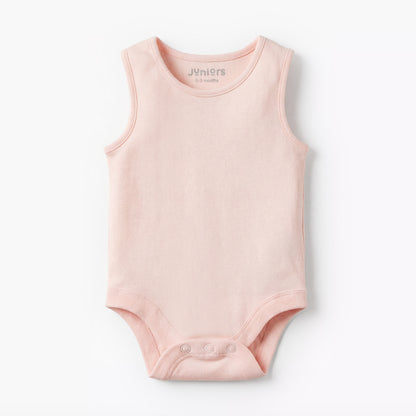 Pack of 7 Juniors Cotton Round Neck Sleeveless Bodysuit with Snap Button Closure