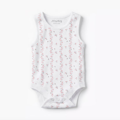 Pack of 7 Juniors Cotton Round Neck Sleeveless Bodysuit with Snap Button Closure