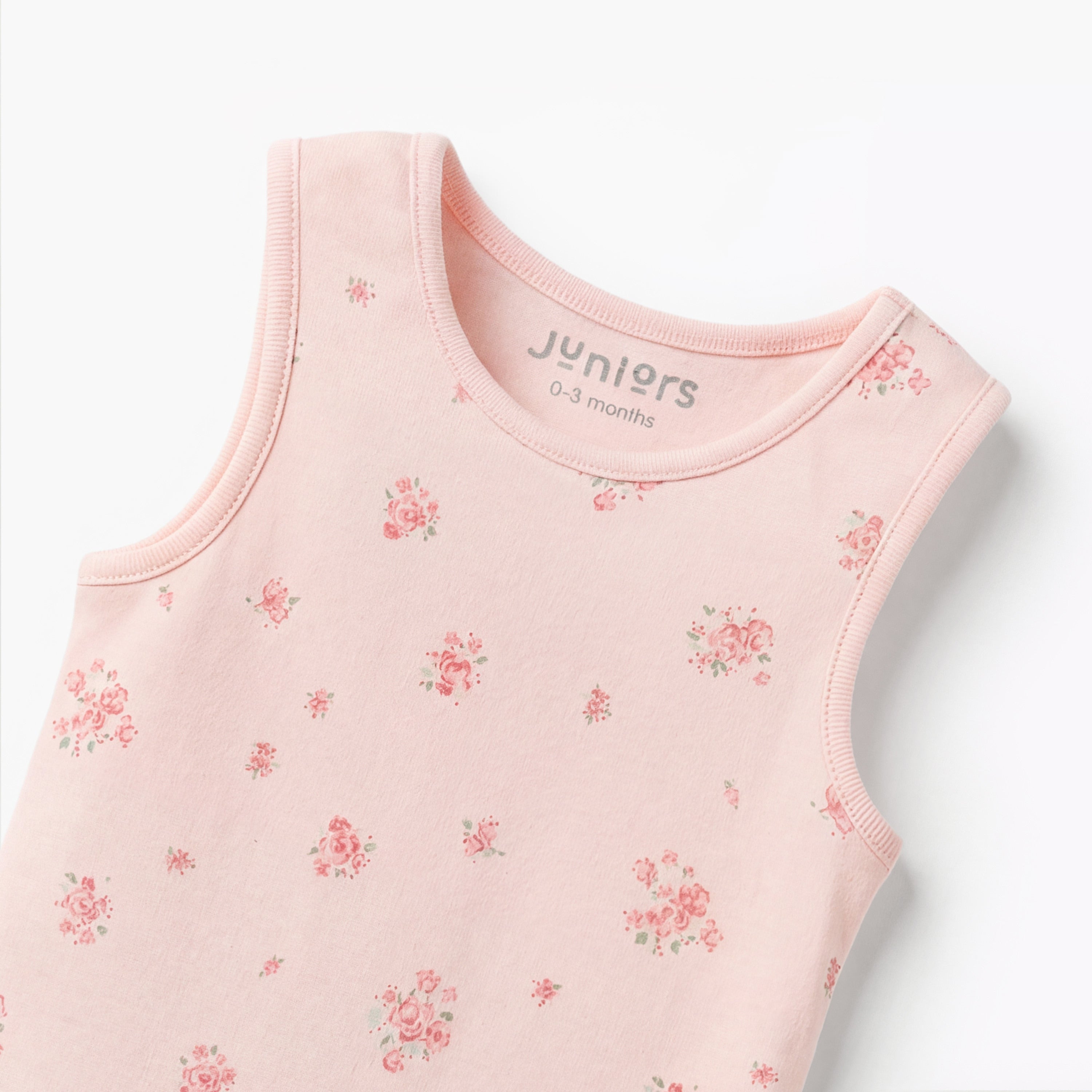 Pack of 7 Juniors Cotton Round Neck Sleeveless Bodysuit with Snap Button Closure