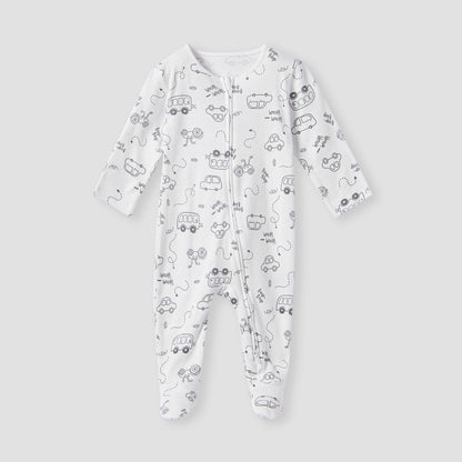 Juniors Printed Sleepsuit with Zip Closure - Set of 3