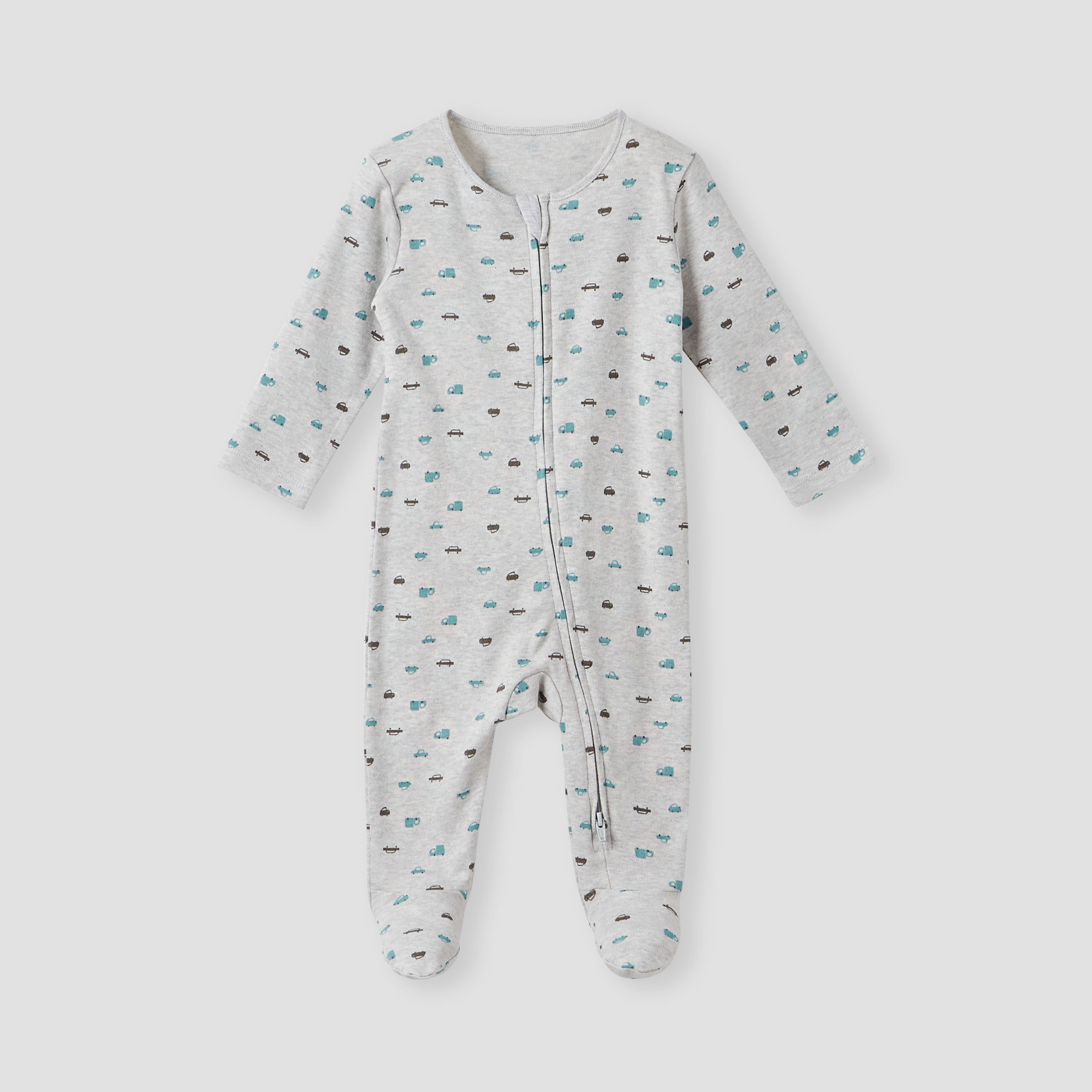 Juniors Printed Sleepsuit with Zip Closure - Set of 3