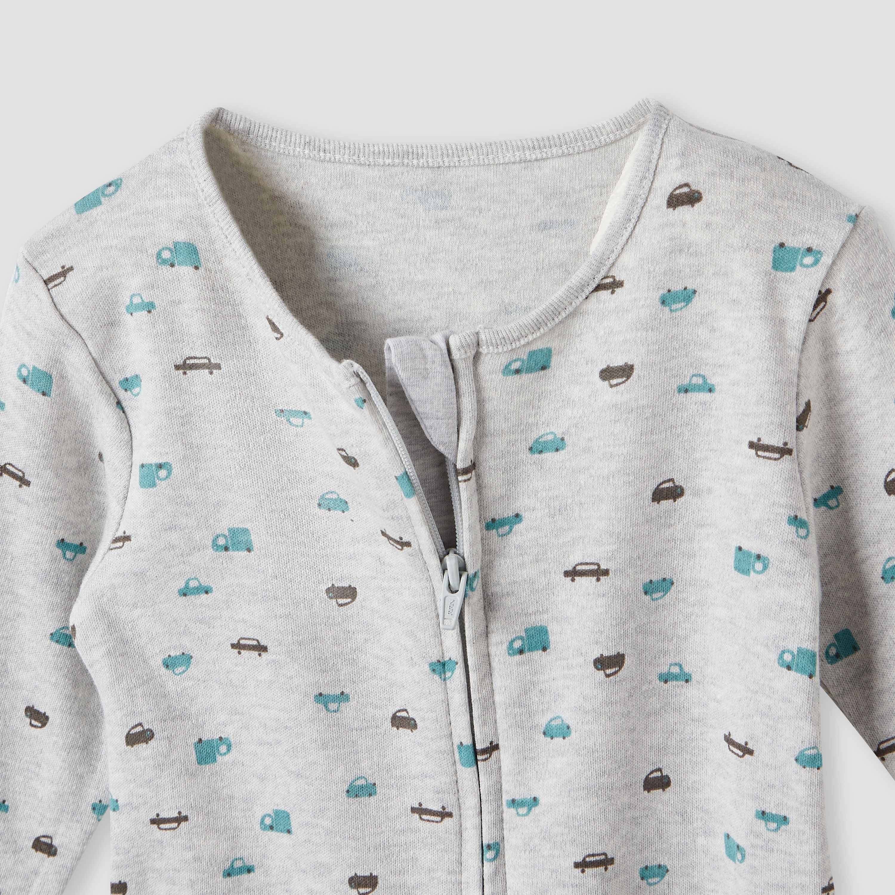 Juniors Printed Sleepsuit with Zip Closure - Set of 3
