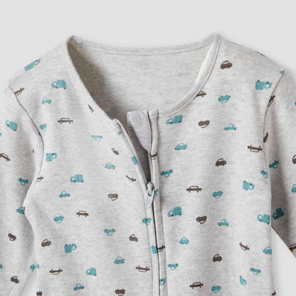 Juniors Printed Sleepsuit with Zip Closure - Set of 3